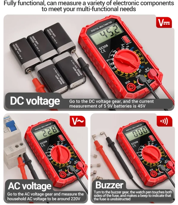 ANENG SZ308 Digital Multimeter   AC/DC Current Meter Voltage Resistance Meter Electrician LCD Backlight Ohm Square Wave Test - Image 21