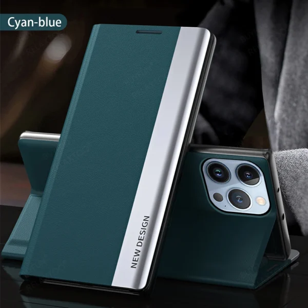 For Iphone 15 Pro Max Case Luxury Plating Leather Flip Cover For I Phone 15 Iphone15 ProMax 15Pro Plus Magnetic Stand Book Coque - Image 12