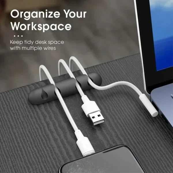 VIKEFON Cable Cord Wire Organizer Silicone USB Cable Winder Management Clips Self Adhesive for Mouse Keyboard Headset For iPhone - Image 4