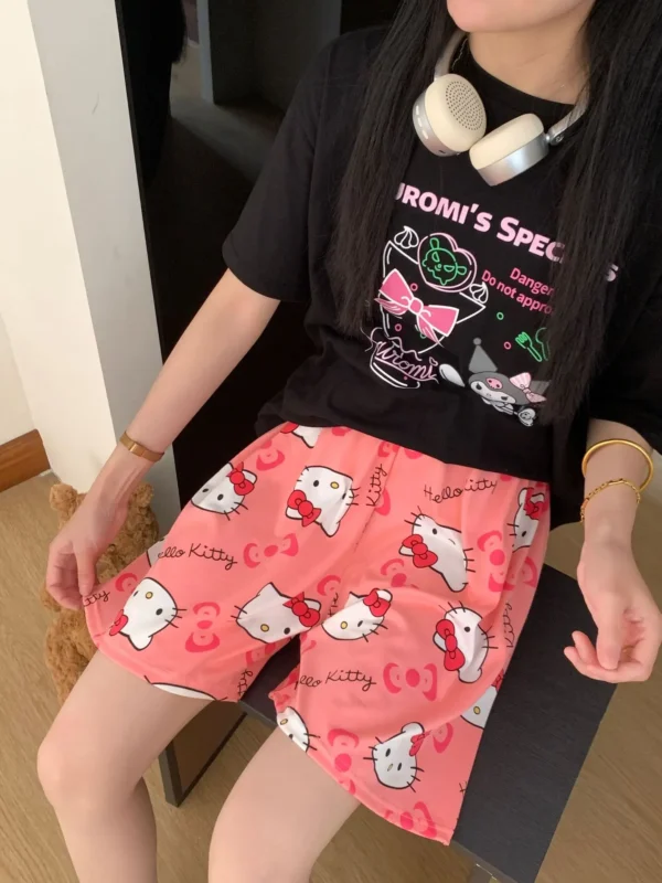 New KT Pajama Pants Woman Kawaii Home Shorts Summer Anime Loose Elastic Waist Girls Sleeping Homewear Soft Fashion Pant Gifts - Image 35