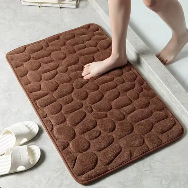 1pc Memory Foam Embossed Velvet Carpet Bathroom Living Room Non-Slip Mat Cobblestone Floor Mat Home Furnishings - Image 4