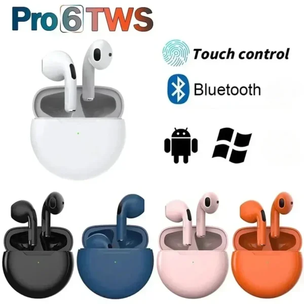Pro 6 TWS Bluetooth Earphones Wireless Bluetooth Headset Noise Cancelling Earbuds with Mic Pro6 Wireless Headphones for IPhone - Image 2
