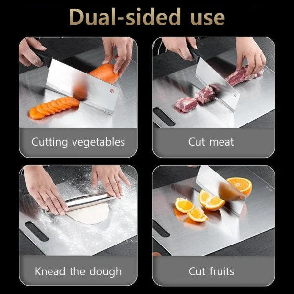 316 Stainless Steel Panel and Chopping Board Kitchen Household Thickened Double Sided Cutting Board Block Kneading Dough Board - Image 2