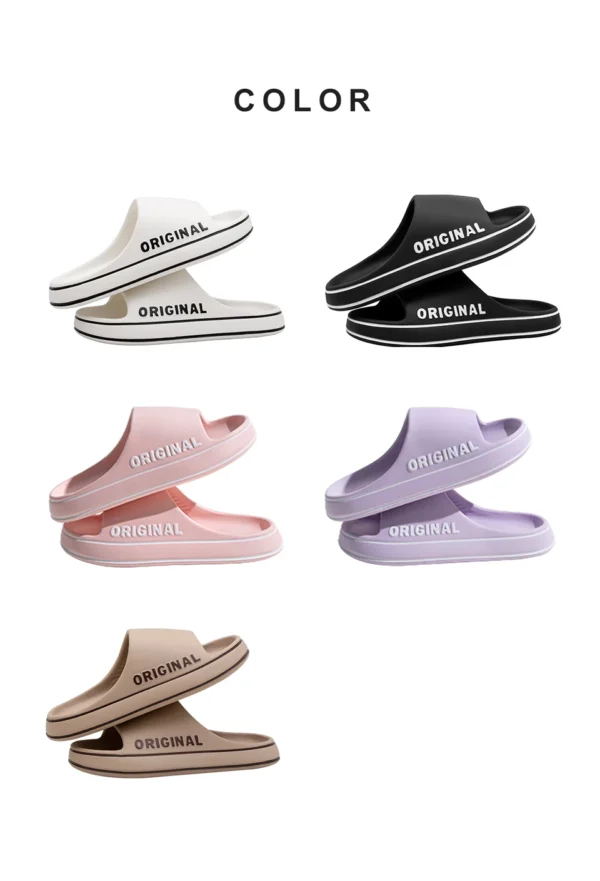 Feslishoet Women Letter Slippers Beach Slides Solid Color Mens Thick Sole Indoor Bathroom Anti Slip Shoes Summer Couple Sandals - Image 23
