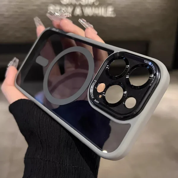 Luxury Magnetic Metal Lens Bumper Protection Case For iPhone 16 15 14 13 12 11 Pro Max 16 Plus Wireless Charge Hard Clear Cover - Image 13