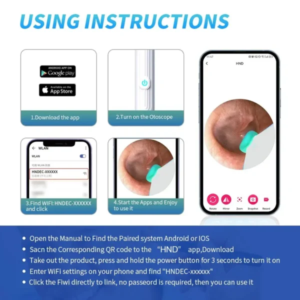 Ear Cleaner with Camera Set HD Ear Sticks Otoscope USB C Charging Endoscope Wax Removal Tool Earpick Ear Cleaning Set NK3 Pro - Image 19
