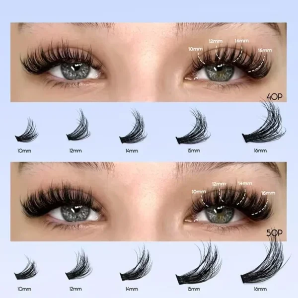 DIY Segmented False Eyelash Set Large Capacity Cluster Eyelash Book With Glue,Remove GLue,Twezeer,Brush,Festival gift - Image 4