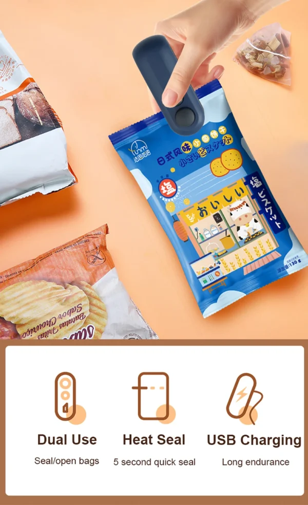 Mini Heat Bag Sealing Machine Package Sealer Bags Plastic Food Sealer Clip Bag Handheld Sealer Food Packaging Heat Sealer - Image 10