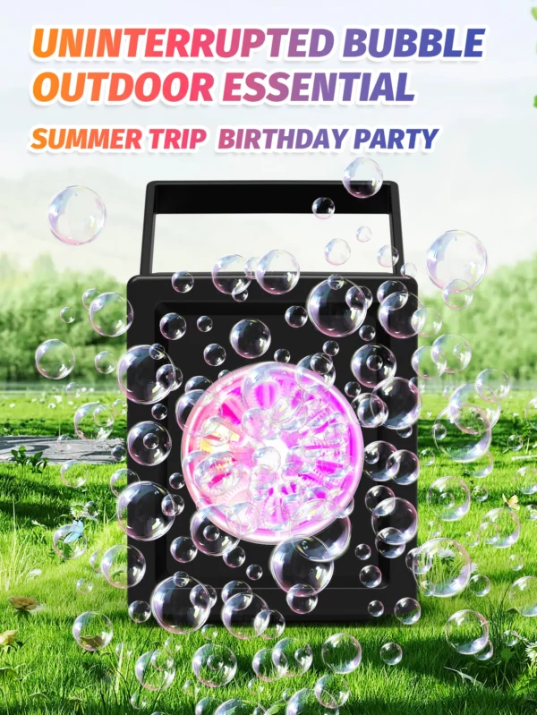10 hole fully automatic bubble blowing handheld electric bubble machine toy outdoor birthday without battery and bubble water - Image 12
