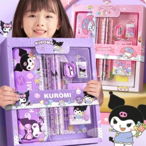 Sanrio 12PCS Kuromi Stationery Set Cinnamoroll My Melody Pencils Erasers Rulers Student School Supplies Study Stationery Gifts