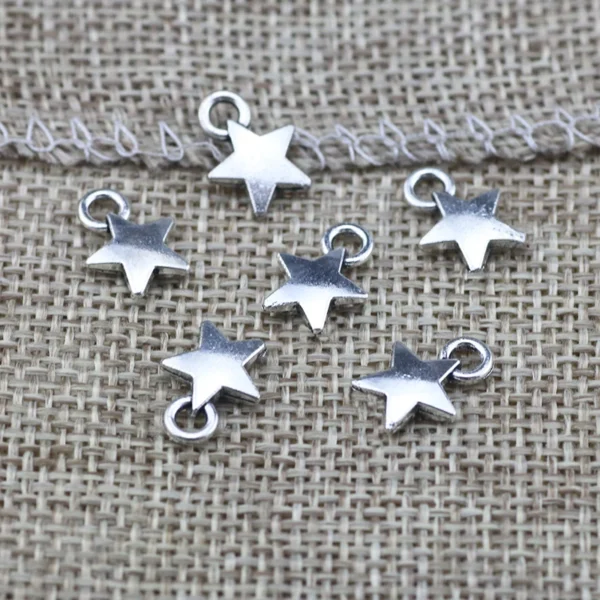 50 Pieces/lot  9x12mm Antique Silver Color Star Charms DIY Necklace Bracelet Pendant Handcraft Jewelry - Image 2
