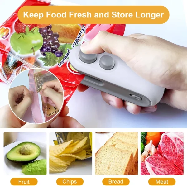Mini Heat Bag Sealing Machine Package Sealer Bags Plastic Food Sealer Clip Bag Handheld Sealer Food Packaging Heat Sealer - Image 4