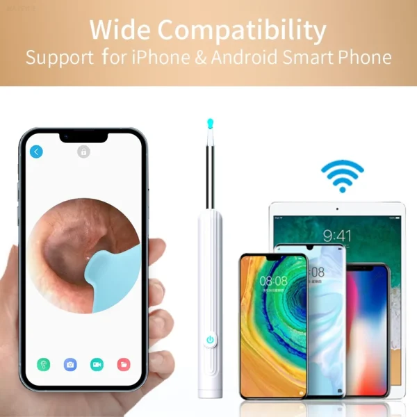 Smart Visual Ear Cleaner with Camera 1296P Ear Sticks USB C Charging Ear Wax Removal Tool WIFI Connection 6 LED Lights Earpick - Image 5