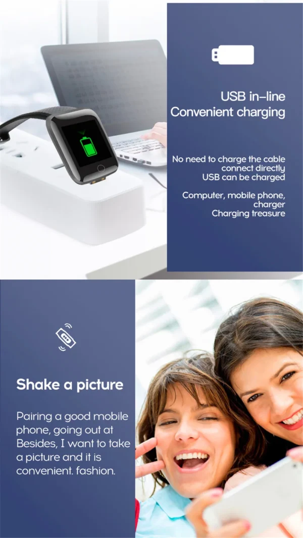 Smart Watch Sport Fitness Bracelet Control Music Message Display Pedometer Bluetooth Connect Smartwatch 116 Alarm Clock Weather - Image 27