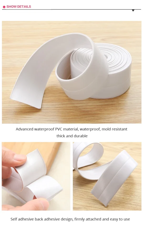 1pc Bathroom Waterproof Wall Stickers Sealing Tapes PVC Adhesive Sealing Strips Sink Edge Tape Kitchen Bathroom Accessories - Image 12
