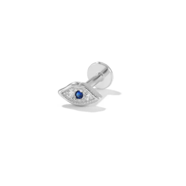 Aide 925 Sterling Silver 1PC Flat End Piercing Jewelry For Women Zircon Evil Eye Lightning Sphere Stud Earrings Labret Lip Ring - Image 10