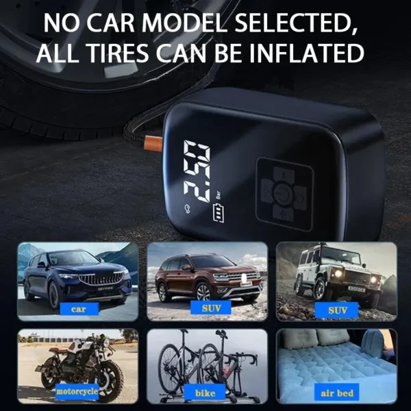 1PC Car Mounted Wireless Digital Display Inflation Pump Portable Wireless Air PumpTire Inflator for Electric Cars - Image 4