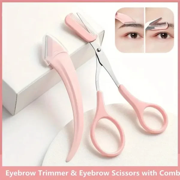 Eyebrow Trimmer Set, Curved Eyebrow Razor, Eyebrow Scissors With Comb, Convenient Easy Beauty Tools For Beginners - Image 9