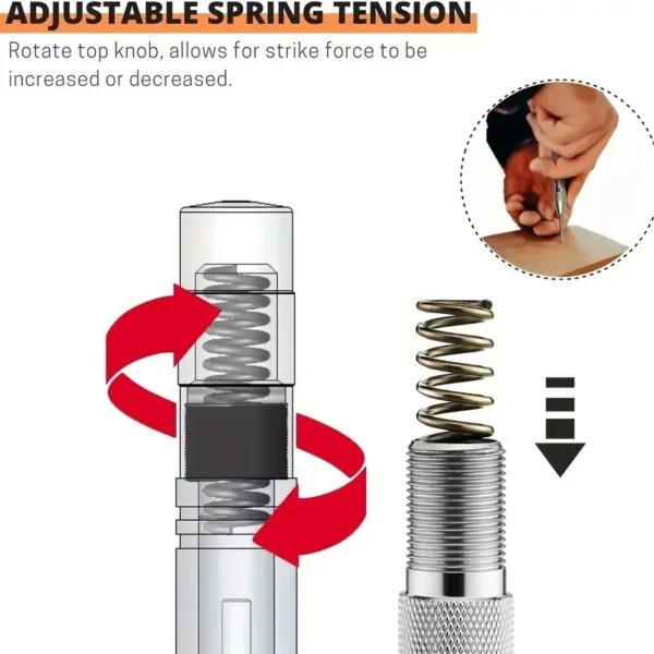 Auto Center Puncher Hole Marker Wood Metal Steel Spring Load Kerner Drill Locator Heavy Duty Punch Carpentry Automatic Hand Tool - Image 4