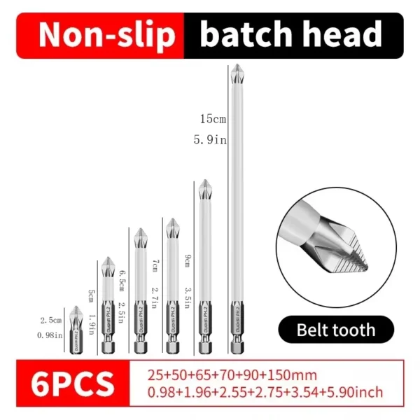 6 PCS Cross Screwdriver Head Strong Magnetic Anti Slip High Hardness Electric Screwdriver Tool Electric Drill Extended Hexagonal - Image 7