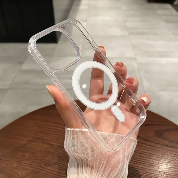 For Magesafe Magnetic Transparent Wireless Charge Case For iPhone 11 12 13 14 15 16 Pro Max Plus Mini X 7 8 Shockproof PC Cover - Image 2