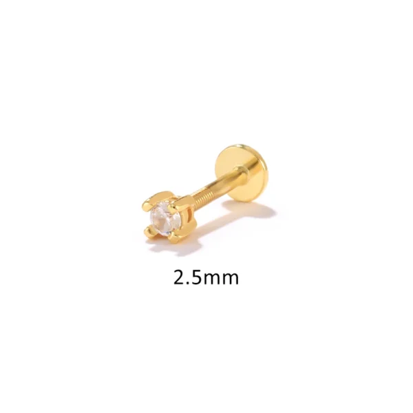 Aide 925 Sterling Silver 1PC Flat End Piercing Jewelry For Women Zircon Evil Eye Lightning Sphere Stud Earrings Labret Lip Ring - Image 16