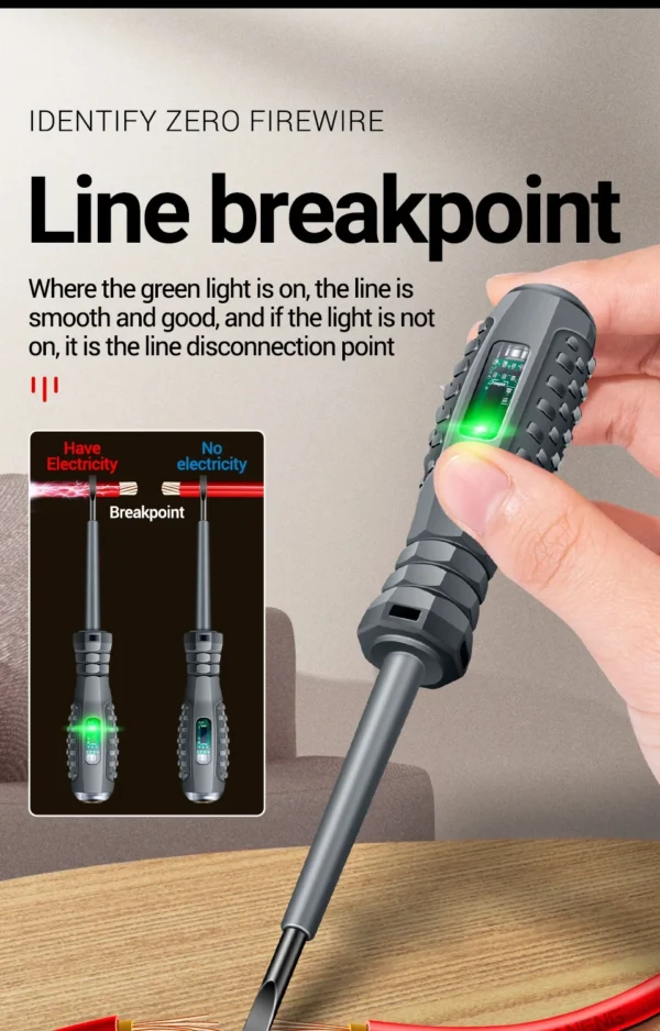 Multifunctional Electrician Test Screwdriver AC Non-contact Induction Test Pen Voltage Tester 70-600V Red Green Induction Lights - Image 14