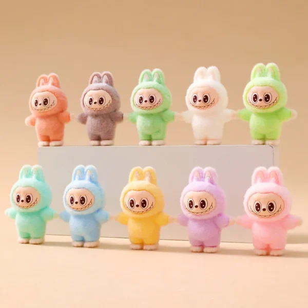 1/9PCS 4cm Cartoon Labubu Series Mini Flocking Exquisite Cute Doll Gift Diy Pendant Accessories Decoration Kawaii Toys Gifts - Image 5
