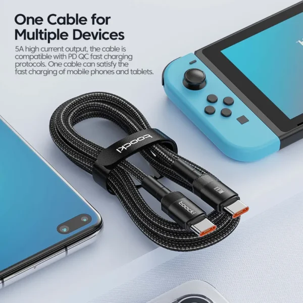 Toocki 100W Type C to USB C Cable PD 3.0 Quick Charge 4.0 Fast Charging Type C to Type C for iPhone 15 Macbook Samsung Xiaomi - Image 3