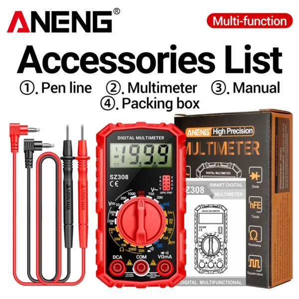 ANENG SZ308 Digital Multimeter   AC/DC Current Meter Voltage Resistance Meter Electrician LCD Backlight Ohm Square Wave Test - Image 8