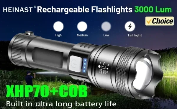 High Strong Power Led Flashlights Tactical Flash Light Torch Ultra Bright Lamp USB Charging Camping Fishing Defensa Zoom Lantern - Image 11