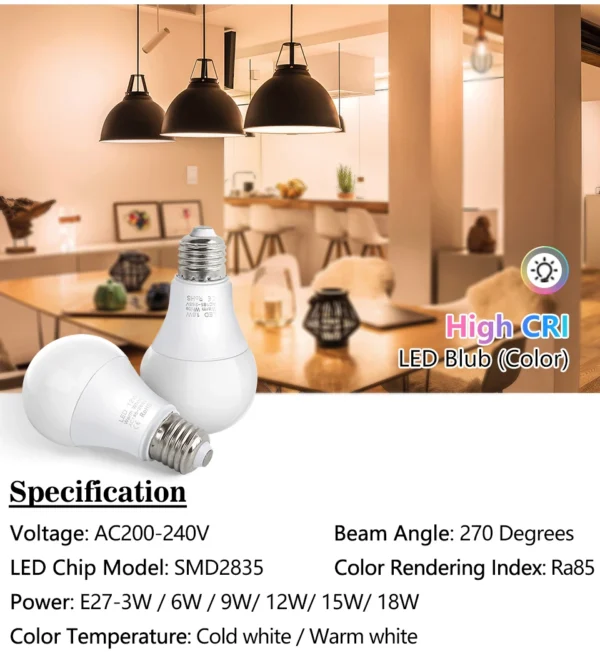 4pcs/lot E27 LED Bulb Lamps AC 220V SMD2835 3W 6W 9W 12W 15W 18W Lampada Led Light Bulbs Living Room Home Indoor LED Bombilla - Image 8