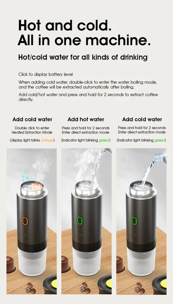 Wireless Electric Portable Espresso Coffee Machine for Car & Home Camping Coffee Maker 3-in-1 Capsule Powder Travel Coffee Maker - Image 23