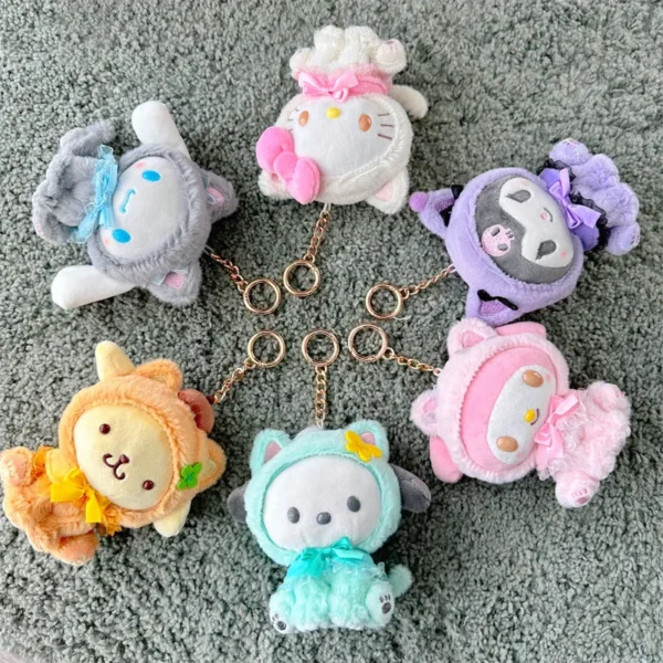 Sanrio Hello Kitty Keychain My Melody Kuromi Plush Keyring Kawaii Cinnamoroll Children Toys Keychains Cute Pompom Purin Gifts - Image 13