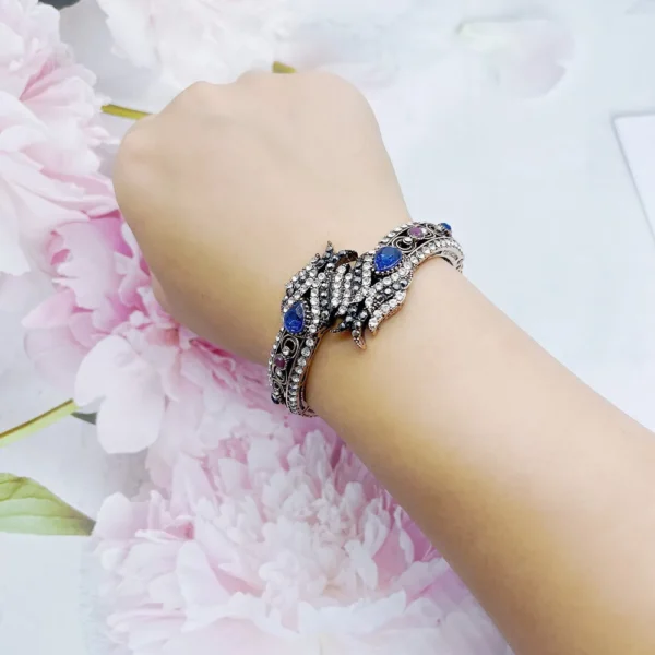 Neovisson Turkish Women Cuff Bracelet Antique Gold Color Crystal Wedding Jewelry Bride Gift High Quality Clothing Accessories - Image 9
