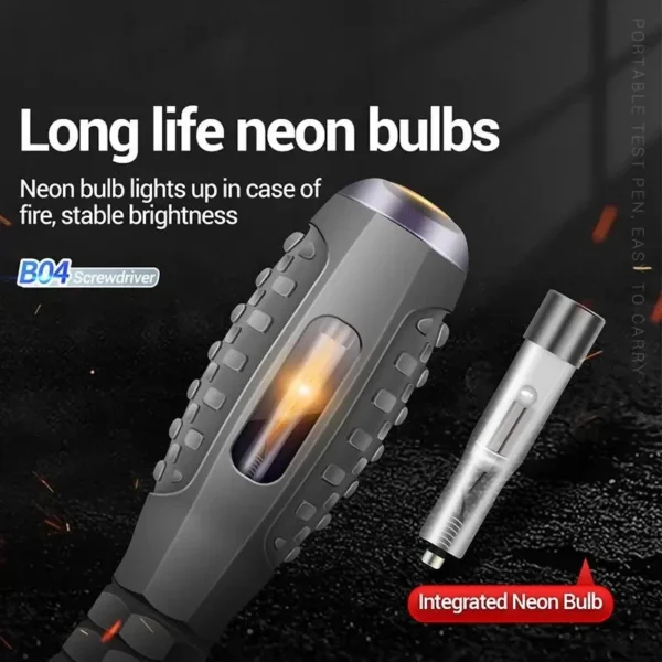 Multifunctional Electrician Test Screwdriver AC Non-contact Induction Test Pen Voltage Tester 70-600V Red Green Induction Lights - Image 2