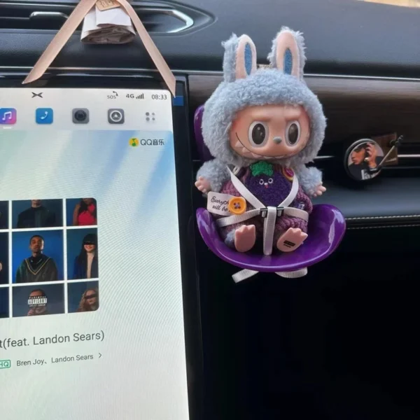 15-17cm doll Seat  Labubu carseat Safety Seat Cute Doll Air Outlet Aromatherapy decoration high-grade Car Interior Decoration - Image 3