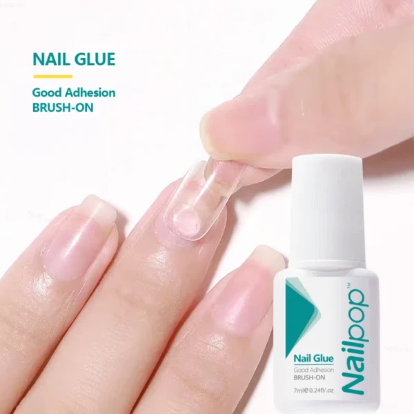 Nailpop Nail Glue for False Tips Glitter Acrylic Nail Art Adhesive Manicure Tool Rhinestone Glue Bottle Cap with Brush 2pcs - Image 5