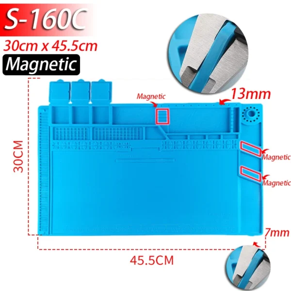Soldering Station Mat Silicone Work Mat Heat Resistant 932°F Anti-Static Magnetic Mat for Electronic Phone Laptop Watch Repair - Image 14