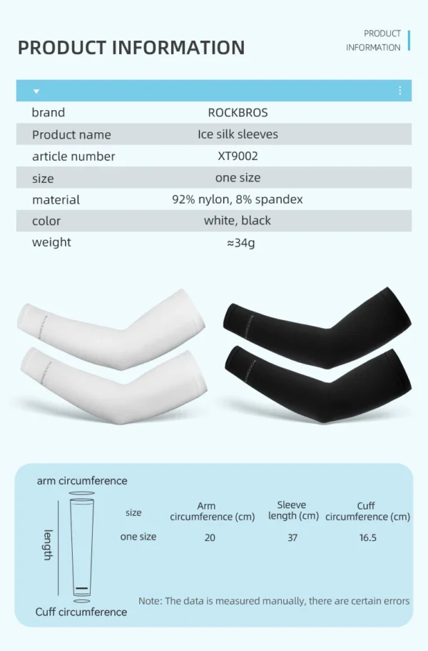 ROCKBROS Ice Silk Bicycle Sleeves Summer Breathable Cycling Arm Protection Outdoor Sun UV Protect Sports MTB Road Bike Sleeves - Image 16