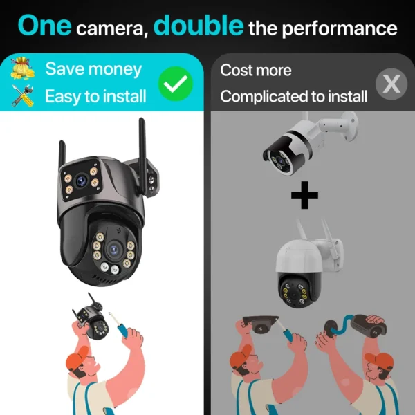 4K 8MP HD Wifi PTZ Camera Outdoor 4MP Dual Lens Dual Screen AI Auto Tracking IP Camera CCTV Audio Video Surveillance P2P iCSee - Image 4