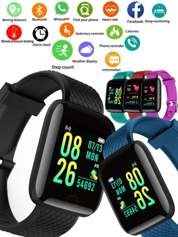 Smart Watch Sport Fitness Bracelet Control Music Message Display Pedometer Bluetooth Connect Smartwatch 116 Alarm Clock Weather - Image 30