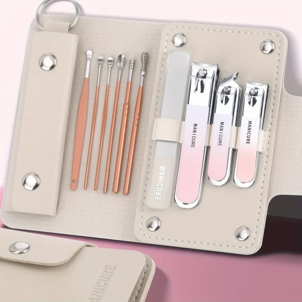 Ouriner 6-18Pcs Portable Manicure Sets Pedicure Kits Bright Black Nail Clipper Set Personal Care Tools Eyebrow Scissors - Image 18