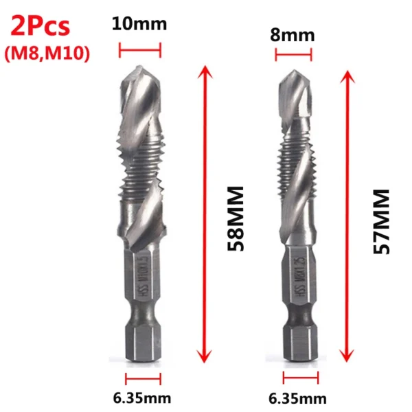 Hex Shank Titanium Plated HSS Screw Thread Metric Tap Drill Bits Screw Machine Compound Tap M3 M4 M5 M6 M8 M10 Hand Tools - Image 19
