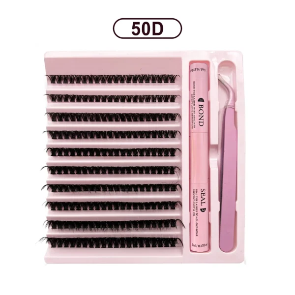 Lashes Clusters Set Extensions Kit Fake eyelashes Mix Lash Clusters with Lash Bond Seal and Lash Applicator Tool Makeup - Image 7