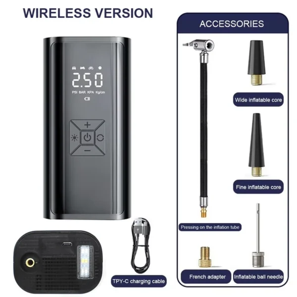 1pc Wireless Car Air Compressor Air Pump Electric Tire Inflator Pump for Motorcycle Bicycle Boat AUTO Tyre Balls Inflatable - Image 11
