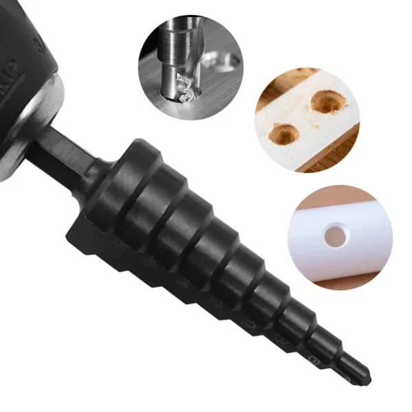 Hexagonal shank straight groove black step drill bit 3-12/4-12/4-20/4-32mm reaming step drill tower drill tool set - Image 5
