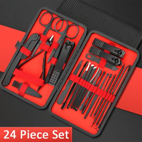 7/10/12/18/20/24PCS Set Professional Manicure Set Kits Stainless Steel Fingernail Toenail Clippers Set with Leather Portable - Image 14