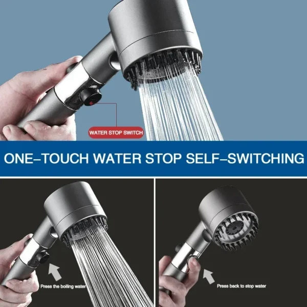 High Pressurized Filter Shower Head 3-mode Adjustable Spray with Massage Brush Rain Faucet Bathroom Accessories - Image 4
