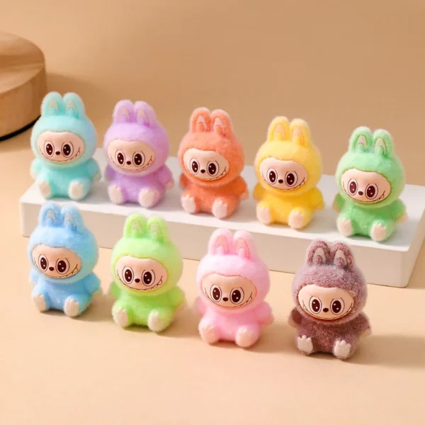 1/9PCS 4cm Cartoon Labubu Series Mini Flocking Exquisite Cute Doll Gift Diy Pendant Accessories Decoration Kawaii Toys Gifts - Image 3